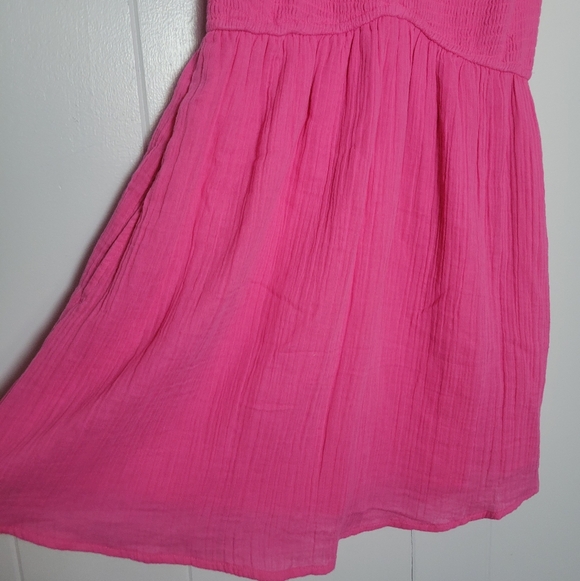 NWT Hollister Flutter Sleeve Smocked Romper Mini Dress Pink V Neck Cotton SM Reg - Picture 5 of 14